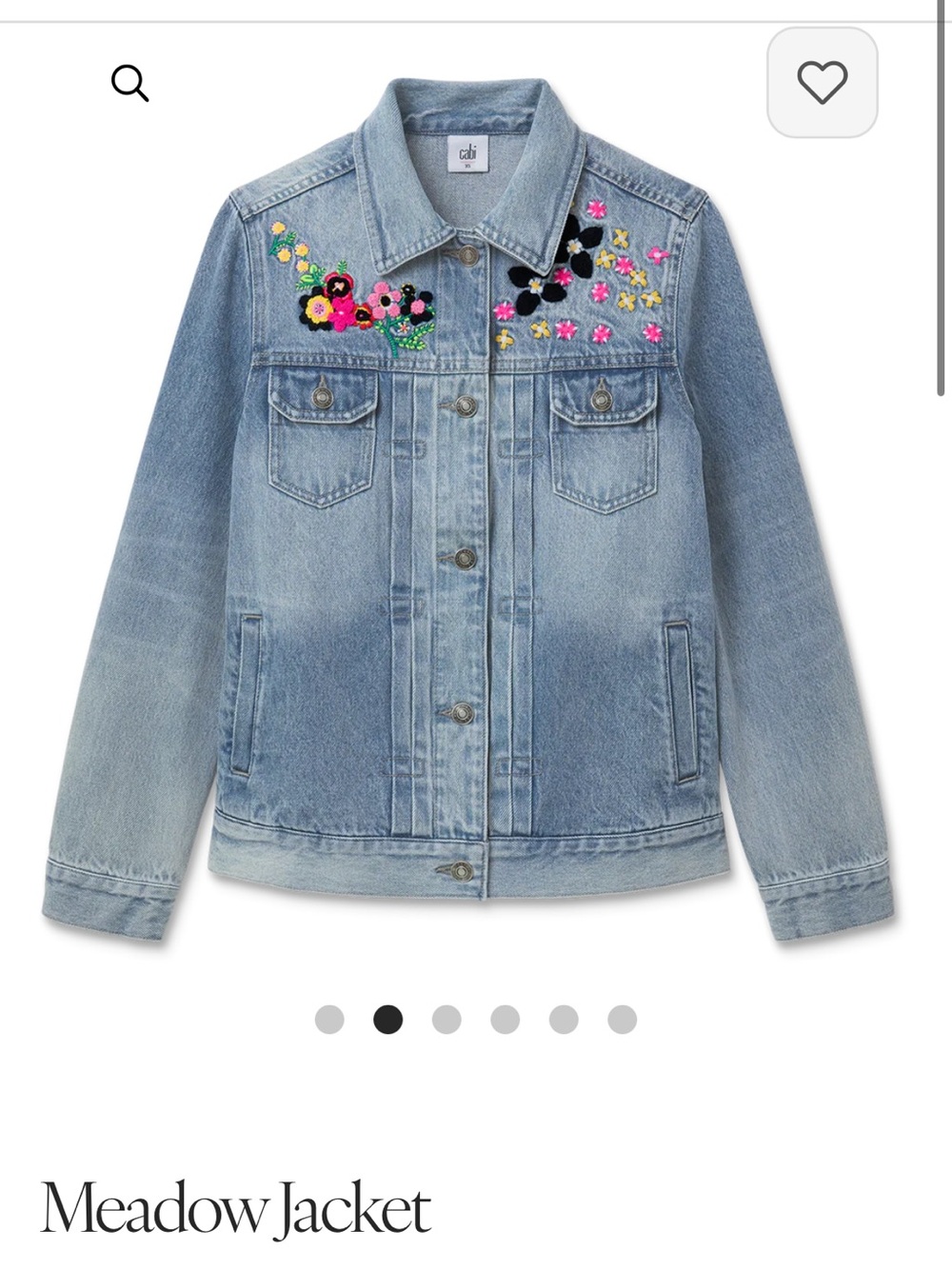 CAbi Meadow Jacket Light Blue Denim Jacket with Multicolor Floral Embroidery - Picture 2 of 5